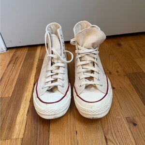 High-Top Converse Cream Colored Sneakers